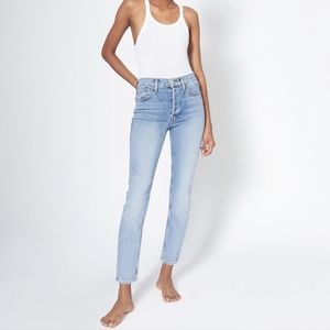 Re/Done Light Blue High Rise Women Jeans, cropped, 28
